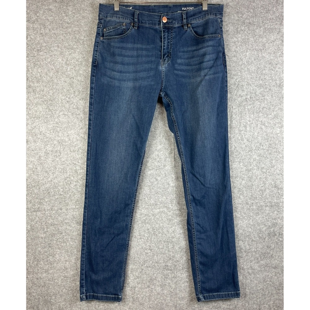 Mugsy Fultons Jeans Mens 36x32 Dark Wash Slim Tapered Stretch FLX3NFU